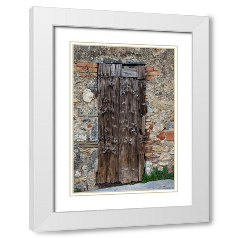 Italy-Tuscany-Monteriggioni Old doorway in the walled town of Monteriggioni White Modern Wood Framed Art Print with Double Matting by Eggers, Julie