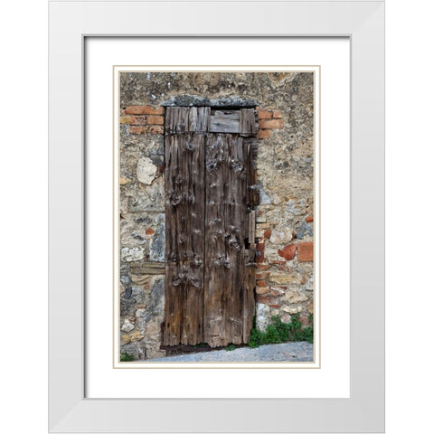 Italy-Tuscany-Monteriggioni Old doorway in the walled town of Monteriggioni White Modern Wood Framed Art Print with Double Matting by Eggers, Julie