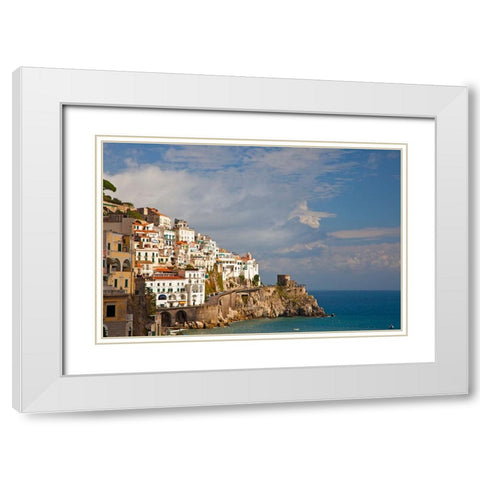 Italy-Amalfi The beautiful view of the coastal town of Amalfi on the Gulf of Salerno White Modern Wood Framed Art Print with Double Matting by Eggers, Julie