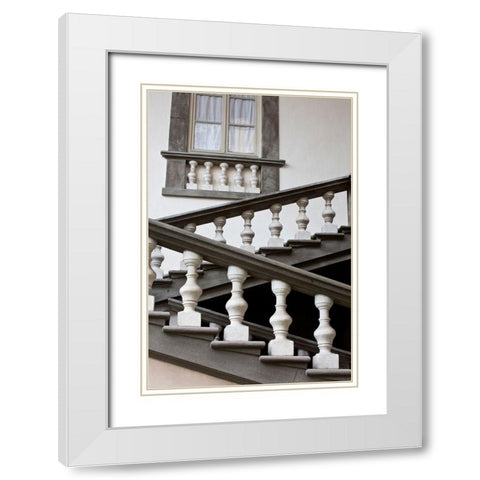 Italy-Tuscany-Lucca Stairs in the Pfanner Palace and gardens White Modern Wood Framed Art Print with Double Matting by Eggers, Julie