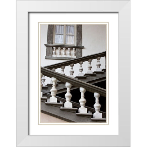 Italy-Tuscany-Lucca Stairs in the Pfanner Palace and gardens White Modern Wood Framed Art Print with Double Matting by Eggers, Julie