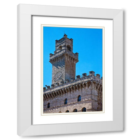 Italy-Tuscany-Montepulciano Palazzo Comunale (City Hall) and Palazzo Tanugi in the hill town White Modern Wood Framed Art Print with Double Matting by Eggers, Julie
