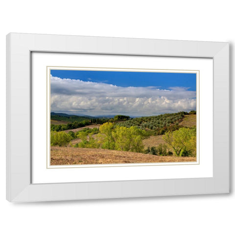 Italy-Tuscany Tuscan landscape White Modern Wood Framed Art Print with Double Matting by Eggers, Julie
