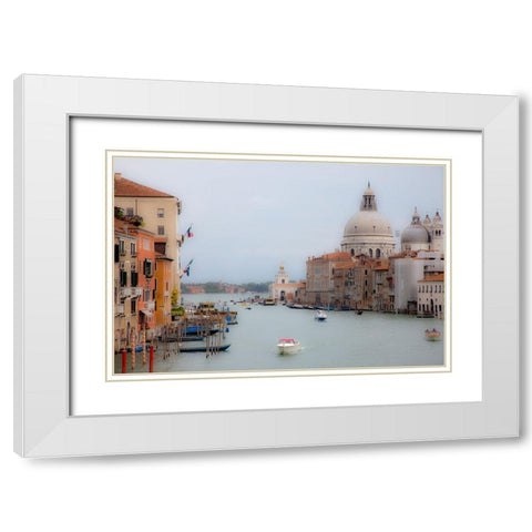 Italy-Venice Buildings along the Grand Canal with Santa Maria della Salute beyond White Modern Wood Framed Art Print with Double Matting by Eggers, Julie