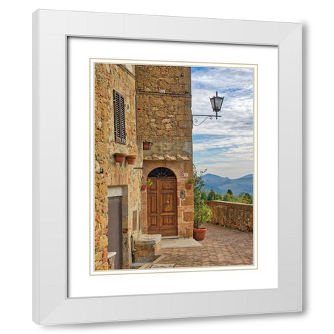 Italy-Tuscany-Pienza Entrance to a home White Modern Wood Framed Art Print with Double Matting by Eggers, Julie