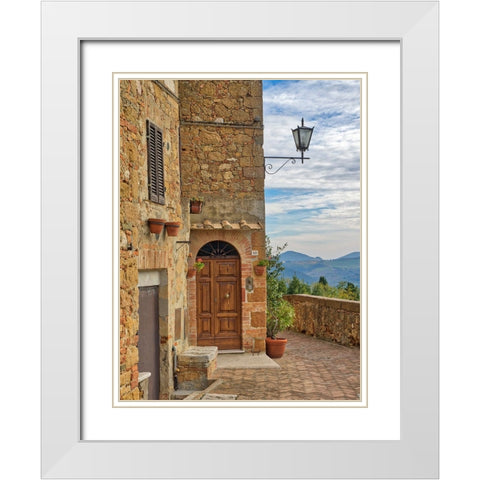 Italy-Tuscany-Pienza Entrance to a home White Modern Wood Framed Art Print with Double Matting by Eggers, Julie