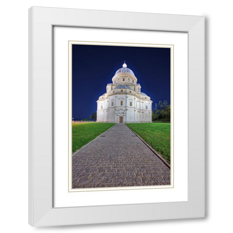 Italy- Todi. Light on the Temple of Santa Maria della Consolazione. White Modern Wood Framed Art Print with Double Matting by Eggers, Julie
