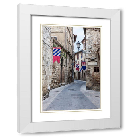 Italy- Umbria. Streets in the historic district of San Gemini White Modern Wood Framed Art Print with Double Matting by Eggers, Julie
