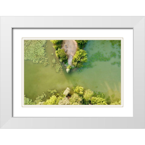 Italy-Mantua-Mantua Lake aerial view, White Modern Wood Framed Art Print with Double Matting by Molinari, Michele