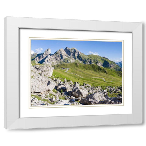 Dolomites at Passo Giau View towards Monte Cernera and Monte Mondeval  White Modern Wood Framed Art Print with Double Matting by Zwick, Martin