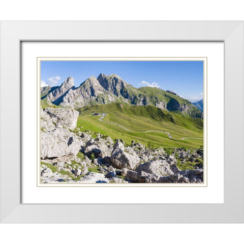 Dolomites at Passo Giau View towards Monte Cernera and Monte Mondeval  White Modern Wood Framed Art Print with Double Matting by Zwick, Martin