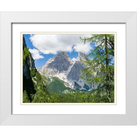 Monte Cristallo in the Dolomites of the Veneto-seen from west  White Modern Wood Framed Art Print with Double Matting by Zwick, Martin