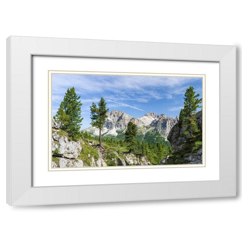 Dolomites at Falzarego mountain pass-Lagazuoi-Fanes and Monte Cavallo White Modern Wood Framed Art Print with Double Matting by Zwick, Martin