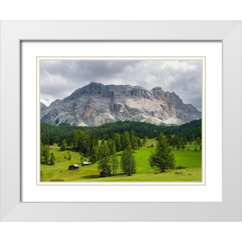 Mountain range Kreuzkofel-Sasso Santa Croce in the nature park Fanes Sennes Prags White Modern Wood Framed Art Print with Double Matting by Zwick, Martin