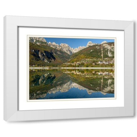 Molveno at lake Lago di Molveno in the Dolomiti di Brenta  Italy-Trentino White Modern Wood Framed Art Print with Double Matting by Zwick, Martin