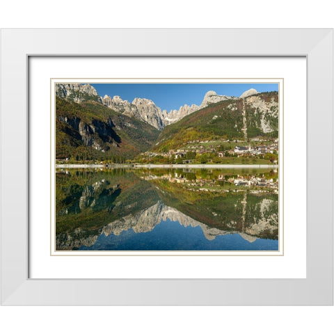 Molveno at lake Lago di Molveno in the Dolomiti di Brenta  Italy-Trentino White Modern Wood Framed Art Print with Double Matting by Zwick, Martin