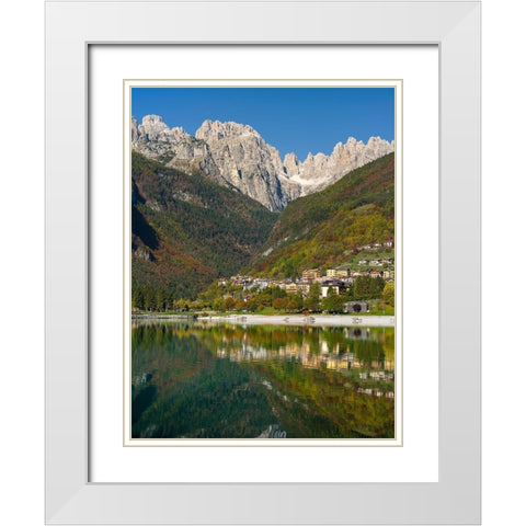 Molveno at lake Lago di Molveno in the Dolomiti di Brenta  Italy-Trentino White Modern Wood Framed Art Print with Double Matting by Zwick, Martin