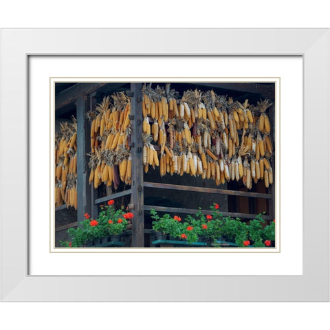 Molveno at lake Lago di Molveno in the Dolomiti di Brenta Dolomites White Modern Wood Framed Art Print with Double Matting by Zwick, Martin