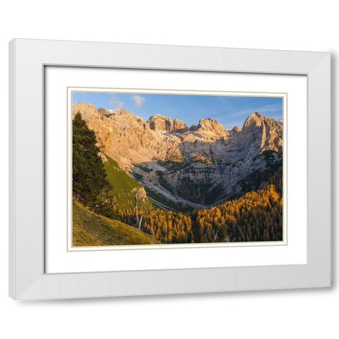 Peaks of Dolomiti di Brenta high above Val dAgola Dolomiti di Brenta  Italy-Trentino White Modern Wood Framed Art Print with Double Matting by Zwick, Martin