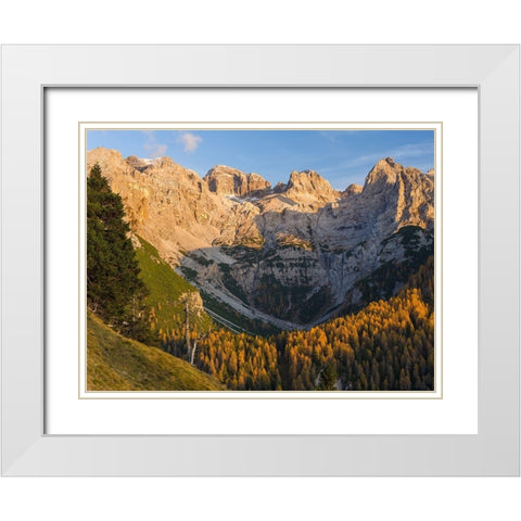 Peaks of Dolomiti di Brenta high above Val dAgola Dolomiti di Brenta  Italy-Trentino White Modern Wood Framed Art Print with Double Matting by Zwick, Martin