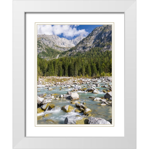 River Sarca-Val di Genova in the Parco Naturale Adamello-Brenta-Trentino-Italy-Val Rendena White Modern Wood Framed Art Print with Double Matting by Zwick, Martin