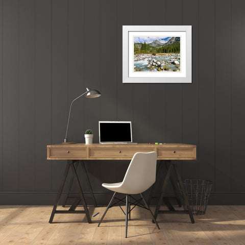 River Sarca-Val di Genova in the Parco Naturale Adamello-Brenta-Trentino-Italy-Val Rendena White Modern Wood Framed Art Print with Double Matting by Zwick, Martin