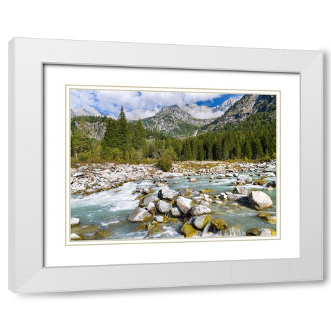 River Sarca-Val di Genova in the Parco Naturale Adamello-Brenta-Trentino-Italy-Val Rendena White Modern Wood Framed Art Print with Double Matting by Zwick, Martin