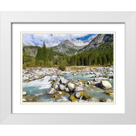 River Sarca-Val di Genova in the Parco Naturale Adamello-Brenta-Trentino-Italy-Val Rendena White Modern Wood Framed Art Print with Double Matting by Zwick, Martin