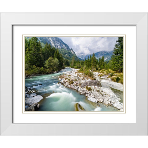 River Sarca-Val di Genova in the Parco Naturale Adamello-Brenta-Trentino-Italy-Val Rendena White Modern Wood Framed Art Print with Double Matting by Zwick, Martin