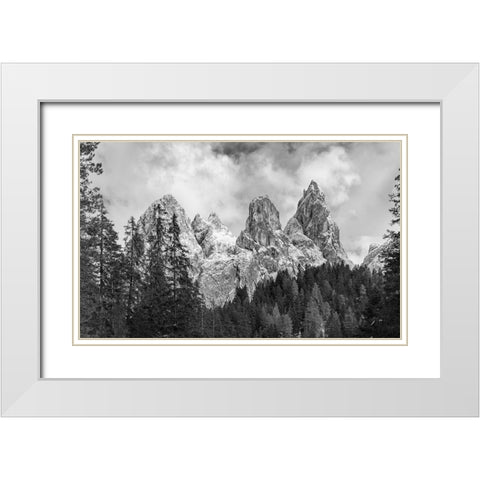 Tschamin Valley-Valle di Ciamin-in the Rosengarten-Catinaccio mountain range The dolomites are list White Modern Wood Framed Art Print with Double Matting by Zwick, Martin