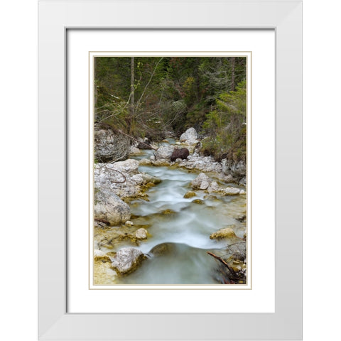 Tschamin Valley-Valle di Ciamin-in the Rosengarten-Catinaccio mountain range-The dolomites are list White Modern Wood Framed Art Print with Double Matting by Zwick, Martin