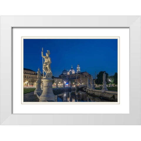 Italy-Padua-Prato della Valle-This square is the largest in Italy and features an elliptical canal White Modern Wood Framed Art Print with Double Matting by Tilley, Rob