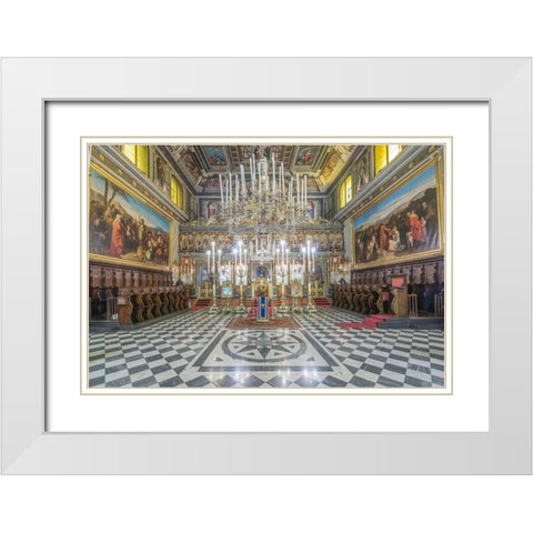 Italy-Trieste-Greek Orthodox Church Interior White Modern Wood Framed Art Print with Double Matting by Tilley, Rob