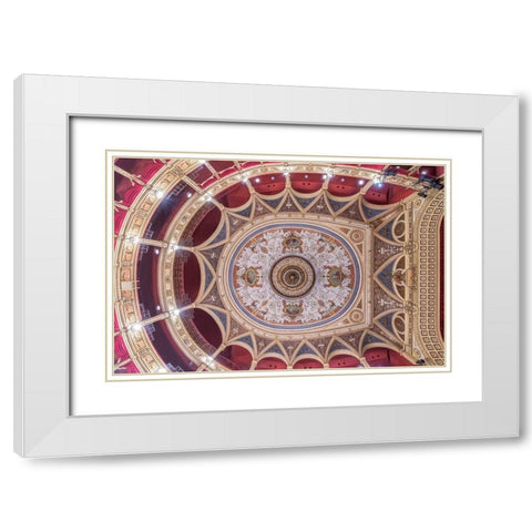 Italy-Trieste-Teatro Verdi Ceiling White Modern Wood Framed Art Print with Double Matting by Tilley, Rob