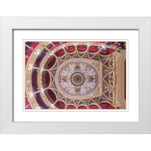 Italy-Trieste-Teatro Verdi Ceiling White Modern Wood Framed Art Print with Double Matting by Tilley, Rob
