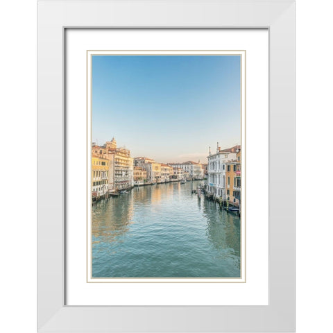 Italy-Venice Grand Canal from Academia Bridge White Modern Wood Framed Art Print with Double Matting by Tilley, Rob