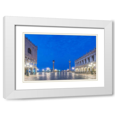 Italy-Venice San Marco Piazza at dawn White Modern Wood Framed Art Print with Double Matting by Tilley, Rob