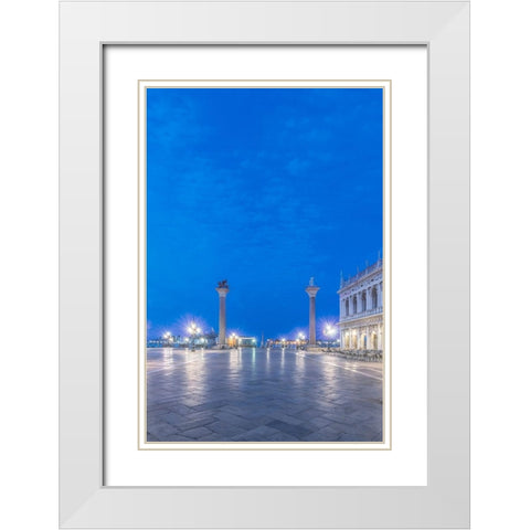 Italy-Venice San Marco Piazza at dawn White Modern Wood Framed Art Print with Double Matting by Tilley, Rob