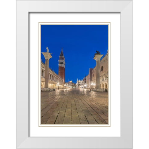 Italy-Venice San Marco Piazza at dawn White Modern Wood Framed Art Print with Double Matting by Tilley, Rob