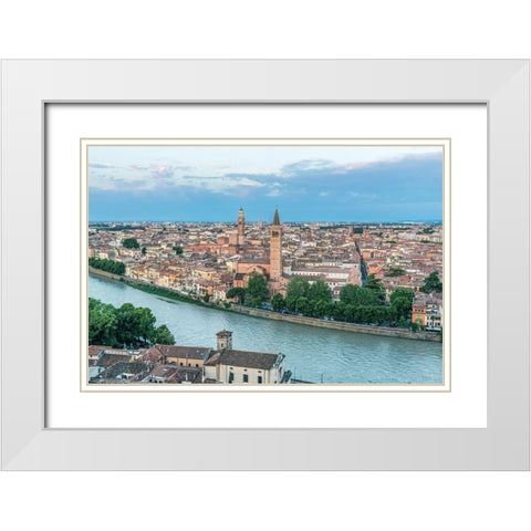 Italy-Verona Looking Down on the city from Castello San Pietro White Modern Wood Framed Art Print with Double Matting by Tilley, Rob