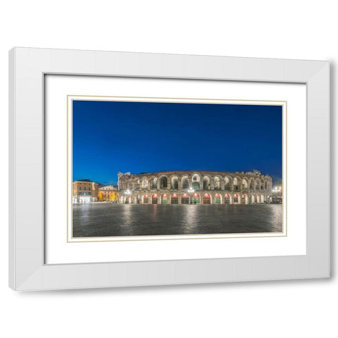 Italy-Verona Piazza Bro dawn White Modern Wood Framed Art Print with Double Matting by Tilley, Rob