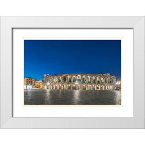 Italy-Verona Piazza Bro dawn White Modern Wood Framed Art Print with Double Matting by Tilley, Rob