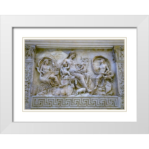 Earth Mother Roman Goddess Statue Ara Pacis Altar of Augustus Peace-Rome-Italy White Modern Wood Framed Art Print with Double Matting by Perry, William