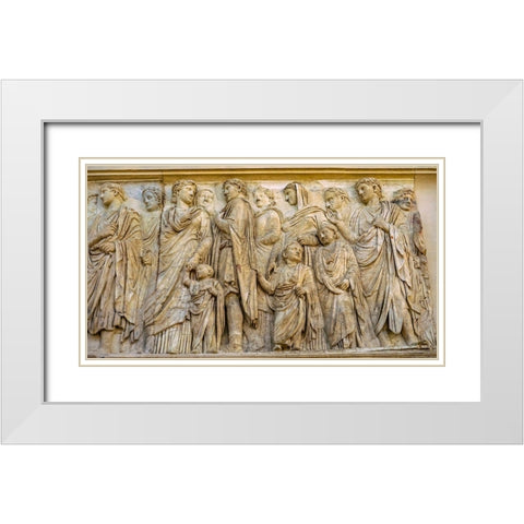 Imperial Family Statue Ara Pacis Altar of Augustus Peace-Rome-Italy White Modern Wood Framed Art Print with Double Matting by Perry, William