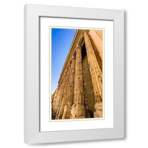 Temple of Hadrian Columns Colonnade Now Stock Exchange-Rome-Italy Temple built 145 AD White Modern Wood Framed Art Print with Double Matting by Perry, William