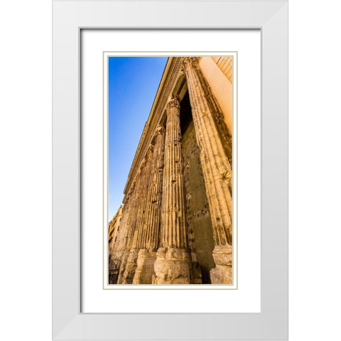 Temple of Hadrian Columns Colonnade Now Stock Exchange-Rome-Italy Temple built 145 AD White Modern Wood Framed Art Print with Double Matting by Perry, William