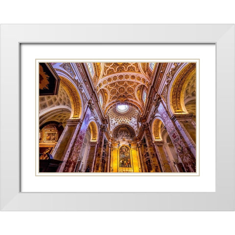 Tall Arches Nave Saint Louis of French Basilica Church-Rome-Italy  White Modern Wood Framed Art Print with Double Matting by Perry, William