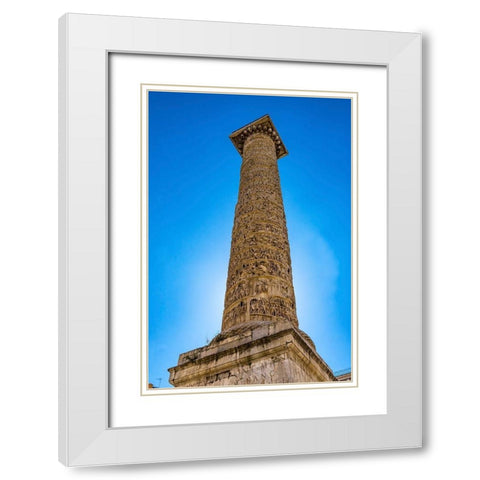 Emperor Marcus Aurelius Column-Rome-Italy Column erected in 193 AD White Modern Wood Framed Art Print with Double Matting by Perry, William