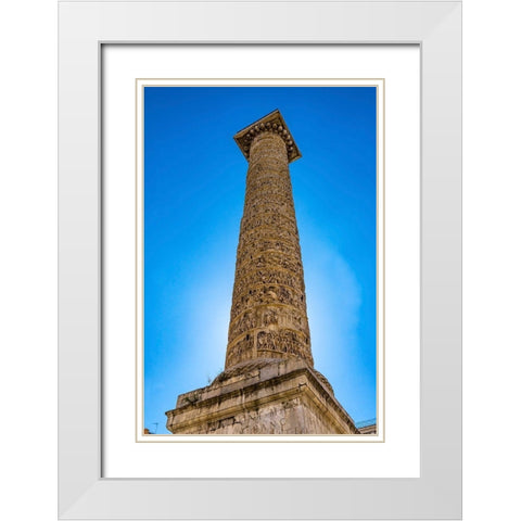 Emperor Marcus Aurelius Column-Rome-Italy Column erected in 193 AD White Modern Wood Framed Art Print with Double Matting by Perry, William