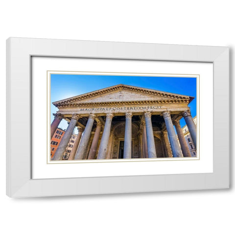 Roman Columns Pantheon-Rome-Italy Rebuilt by Hadrian in 118 to 125 AD White Modern Wood Framed Art Print with Double Matting by Perry, William
